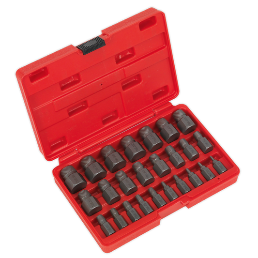 Sealey Multi Spline Screw Extractor Set 25 Pieces Chrome Molybdenum Steel AK8182