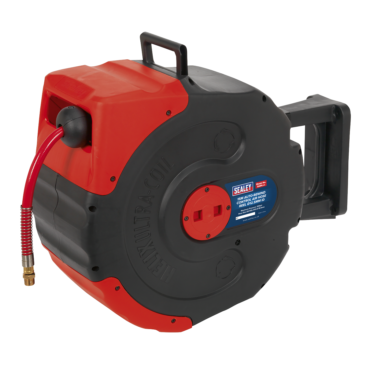 Sealey Retractable Air Hose Reel With Auto-Rewind Mechanism 15m Ø12.5mm ID SA94