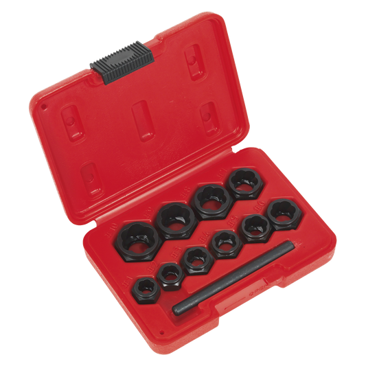 Sealey Bolt Extractor Set Chrome Molybdenum Steel 10 Pieces Spanner Type AK8183
