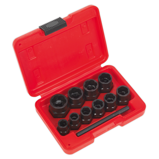 Sealey Bolt Extractor Set 10 Pieces - 3/8" Square Drive or Spanner AK8184