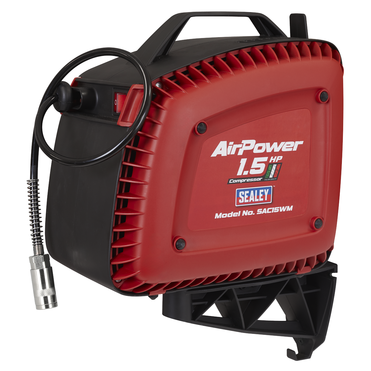 Sealey Wall Mounting Oil Free Air Compressor 1.5hp With 7m Hose Reel SAC15WM