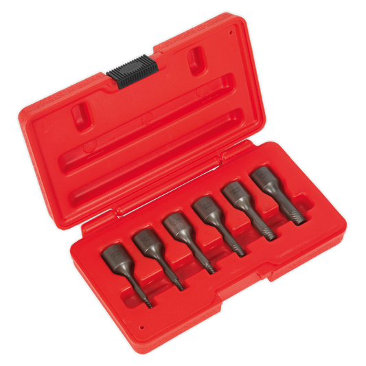 Sealey Screw Extractor Set 6Pc 3/8" Square Drive Chrome Molybdenum Steel AK8185