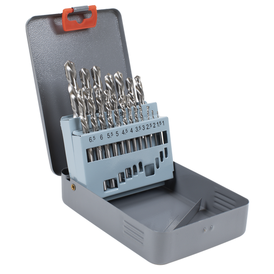 Sealey Left-Hand Spiral Drill Bit Set 4241 HSS Steel With Metal Case 19pc AK8190