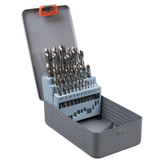 Sealey Left-Hand Spiral Drill Bit Set 4241 HSS Steel 1-13mm 25 Pieces AK8191