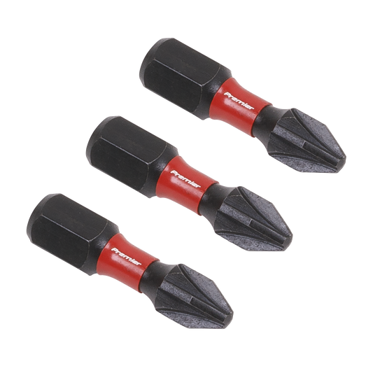 Sealey Pozi #2 Impact Power Tool Bits Forged From S2 Steel 25mm 3 Pieces AK8208