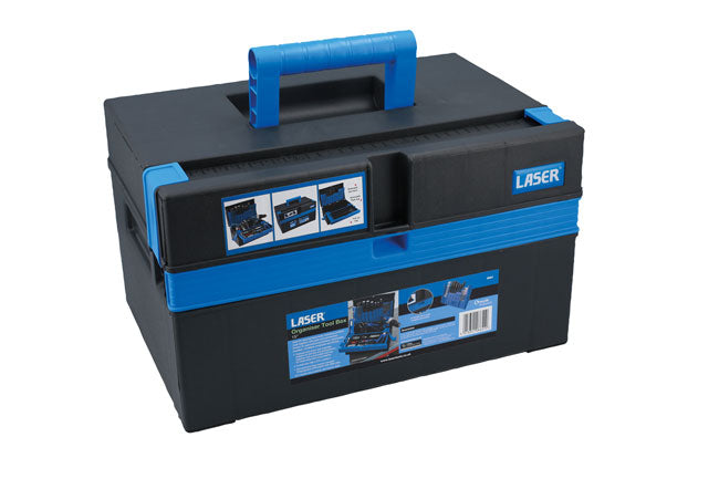 LASER 8651 15 Inch Steel Tool Box With Removable Tray & Fold Down Organizer