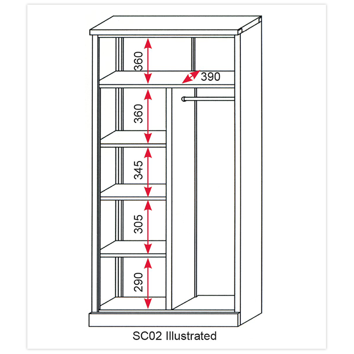 Sealey 4 Shelf 2 Door Floor Cabinet Chest Plus Hanging Rail & Cylinder Lock SC02