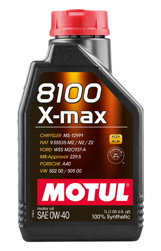 Motul 8100 X-MAX 0W40 1 Liter Auto Engine Oil 0W-40 Fully Synthetic 104531