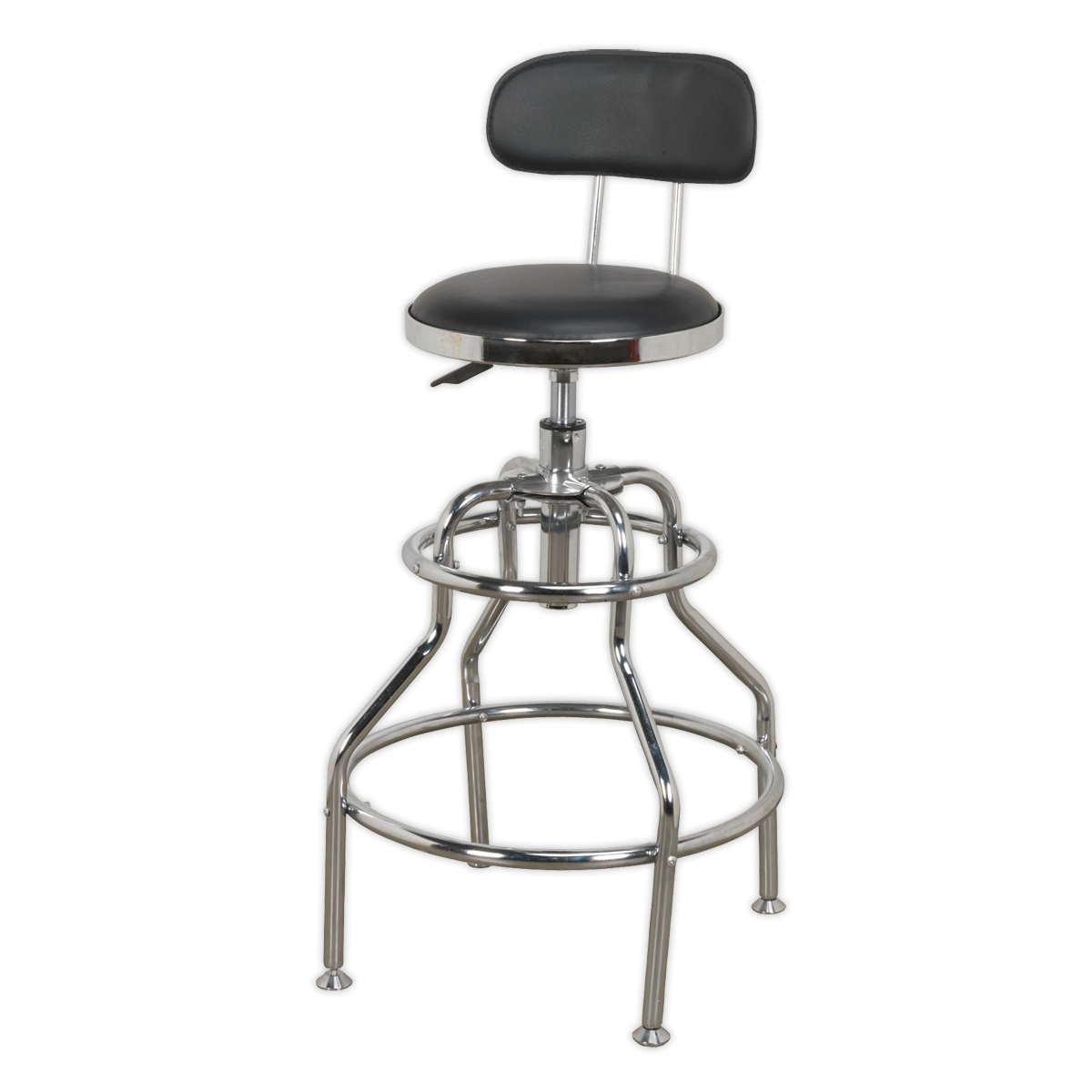 Sealey Pneumatic Workshop Stool With Adjustable Height & Back Rest SCR14