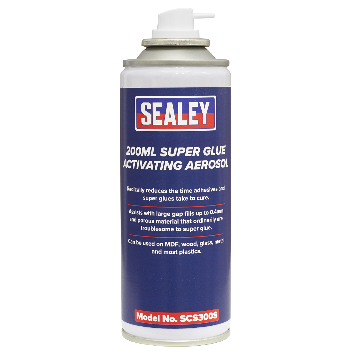 Sealey Super Glue Activating Aerosol For MDF/Wood/Glass/Metal 200mL SCS300S