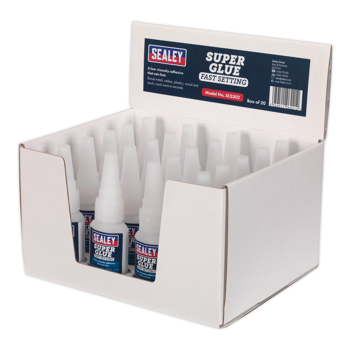 Sealey Super Glue Fast Setting Low Viscosity Adhesive 20g Pack of 20 SCS302