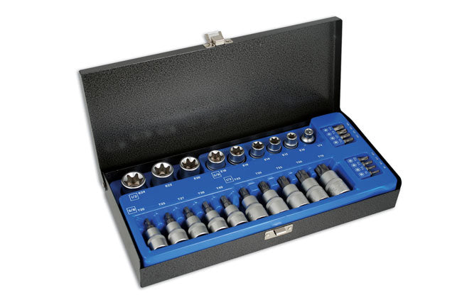 LASER 2982 27Pcs Screwdriver Torx Star Socket & Bit Set 3/8" 1/2" Drive Steel