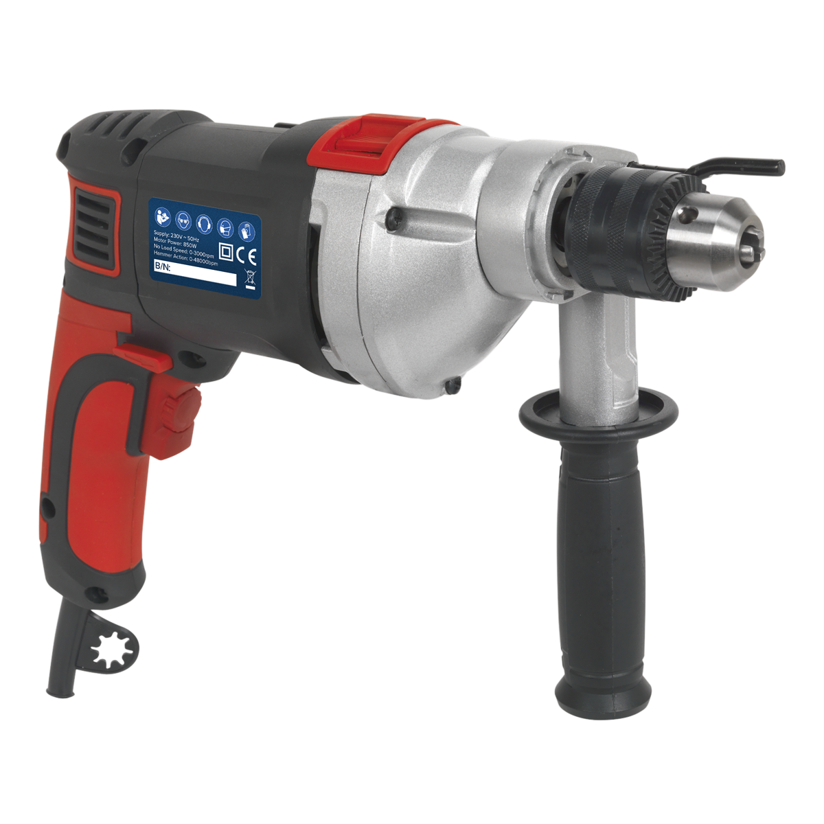 Sealey 230V Hammer Drill 13mm Variable Speed 850W With Variable Speed SD800