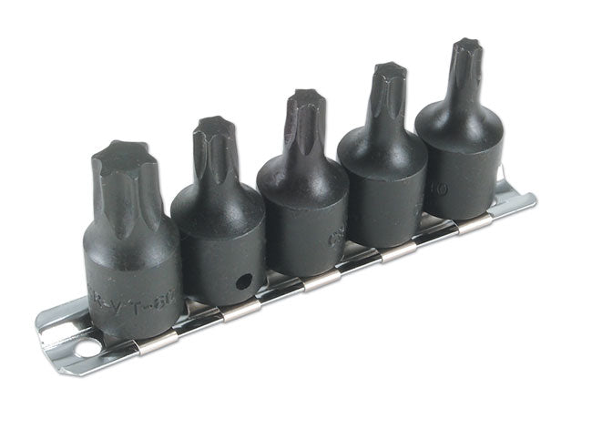 LASER 2983 5Pcs Screwdriver Impact Torx Star Bit Set 3/8" Drive CRV Steel