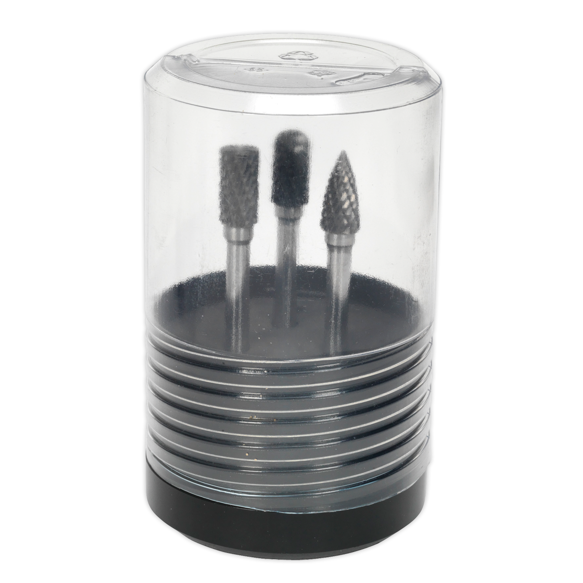 Sealey Rotary Burr Set 3 Pieces Ø10mm x 65mm in Plastic Storage Box Silver SDBK3
