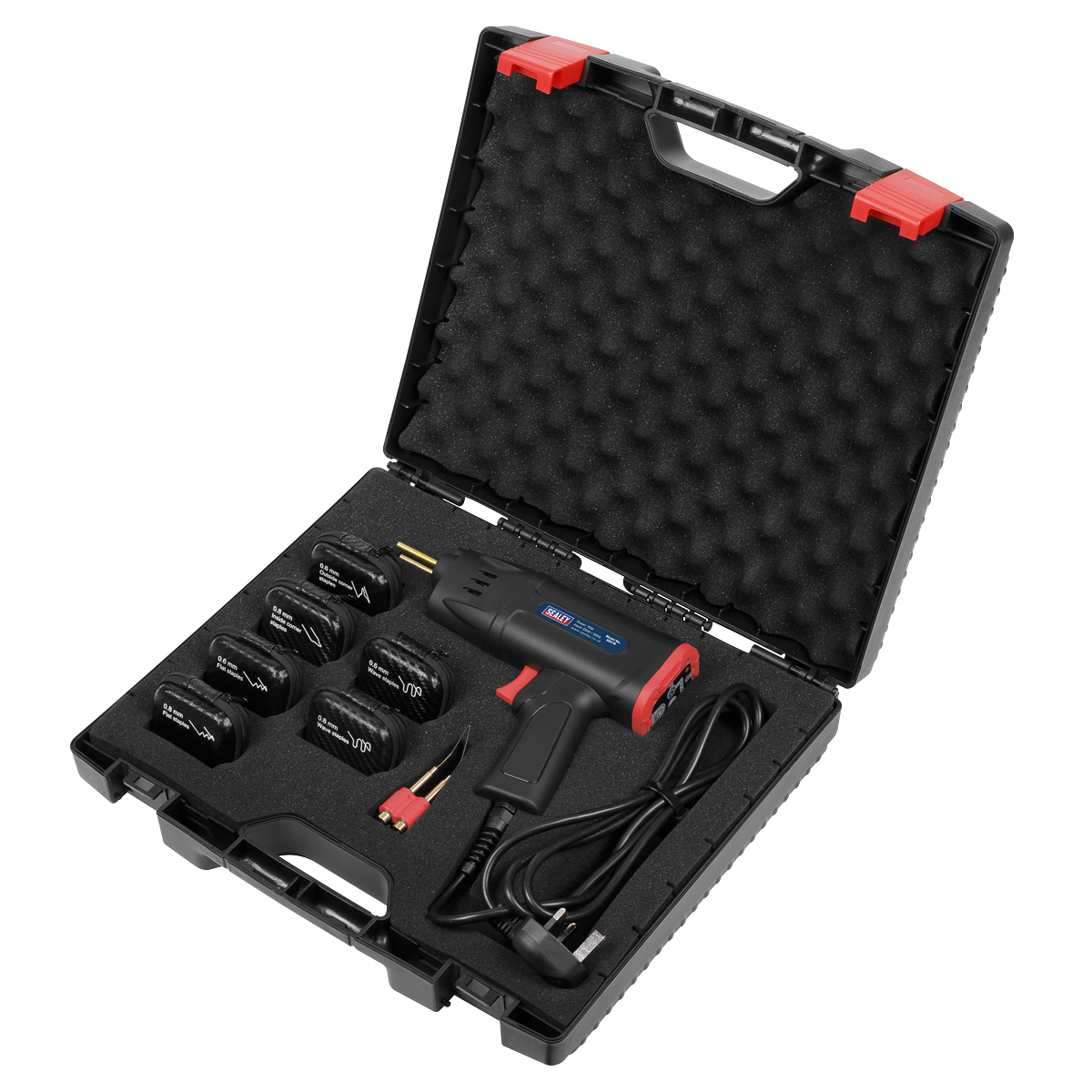 Sealey Plastic Welding Repair Kit 75W 300 Staples 0.6mm 0.8mm Flat Wave SDL15