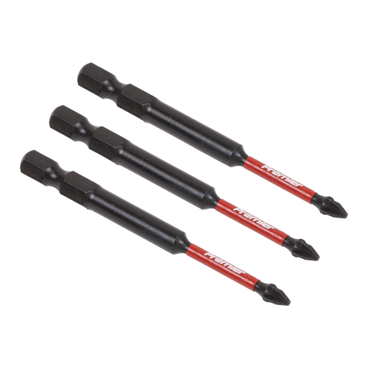 Sealey Pozi #1 Impact Power Tool Bits Forged From S2 Steel 75mm 3 Pieces AK8257