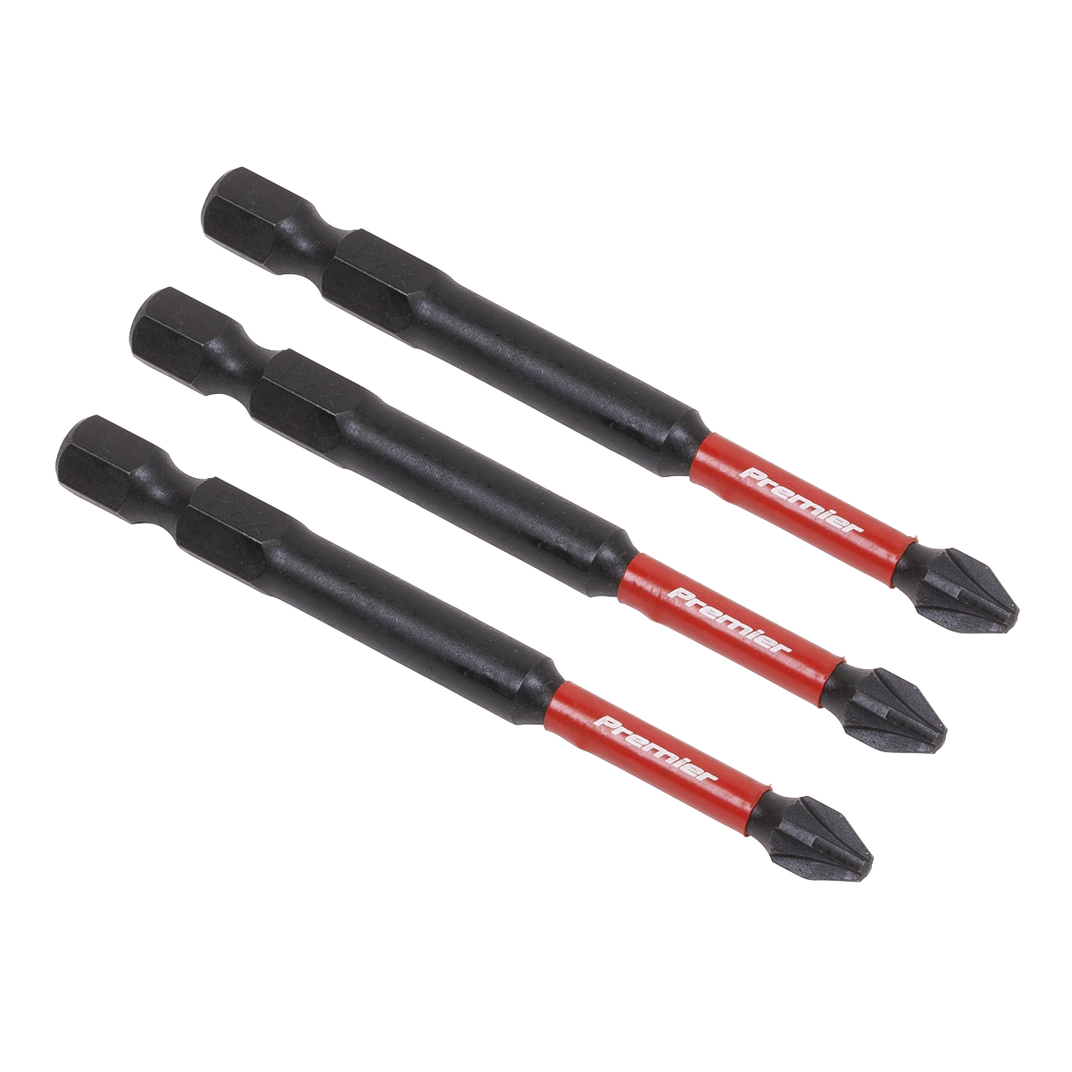 Sealey 3 Pcs 75mm Pozi #2 Impact Power Tool Bit Set Forged From S2 Steel AK8258