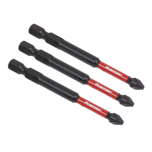 Sealey 3 Pcs 75mm Pozi #2 Impact Power Tool Bit Set Forged From S2 Steel AK8258