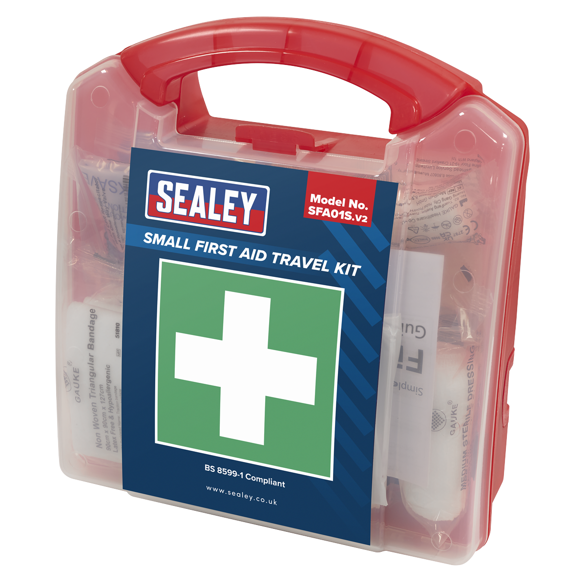 Sealey First Aid Kit S Small Plaster Bandage Dressing Wipe Glove Blanket SFA01S