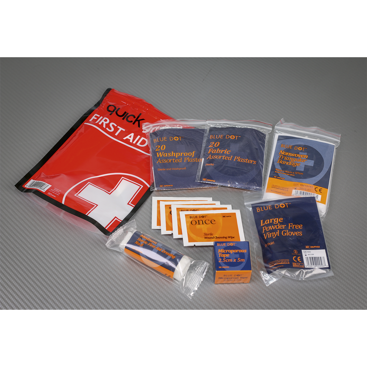 Sealey First Aid Grab Bag Plaster Bandage Dressing Wipe Glove Tape SFA03