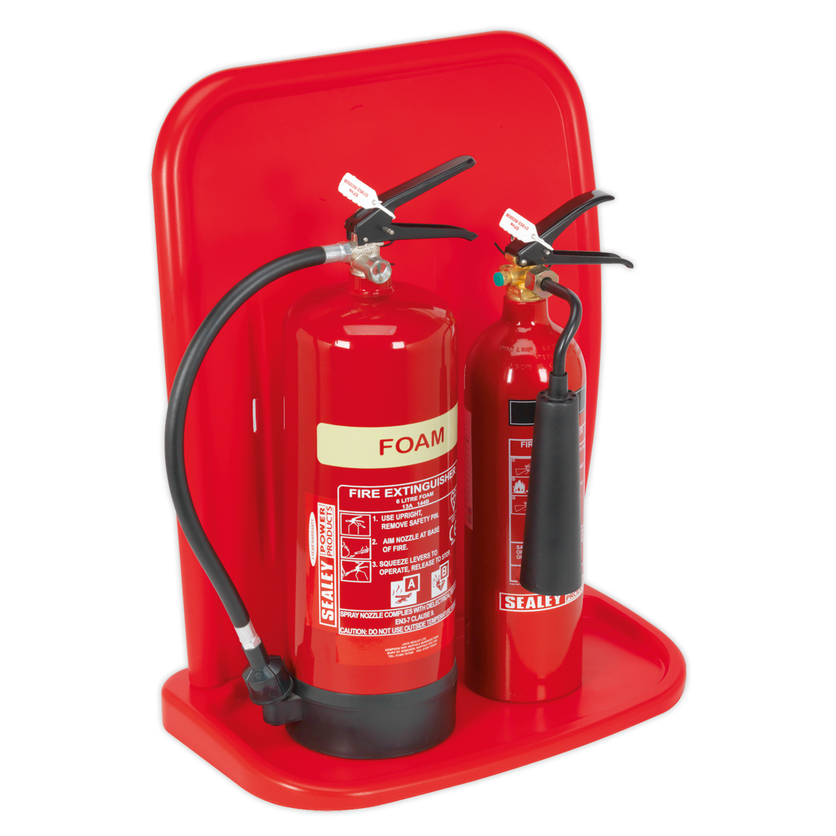 Sealey Fire Extinguisher Stand Double 6kg-12kg For 2 Fire Extinguishers SFEH02
