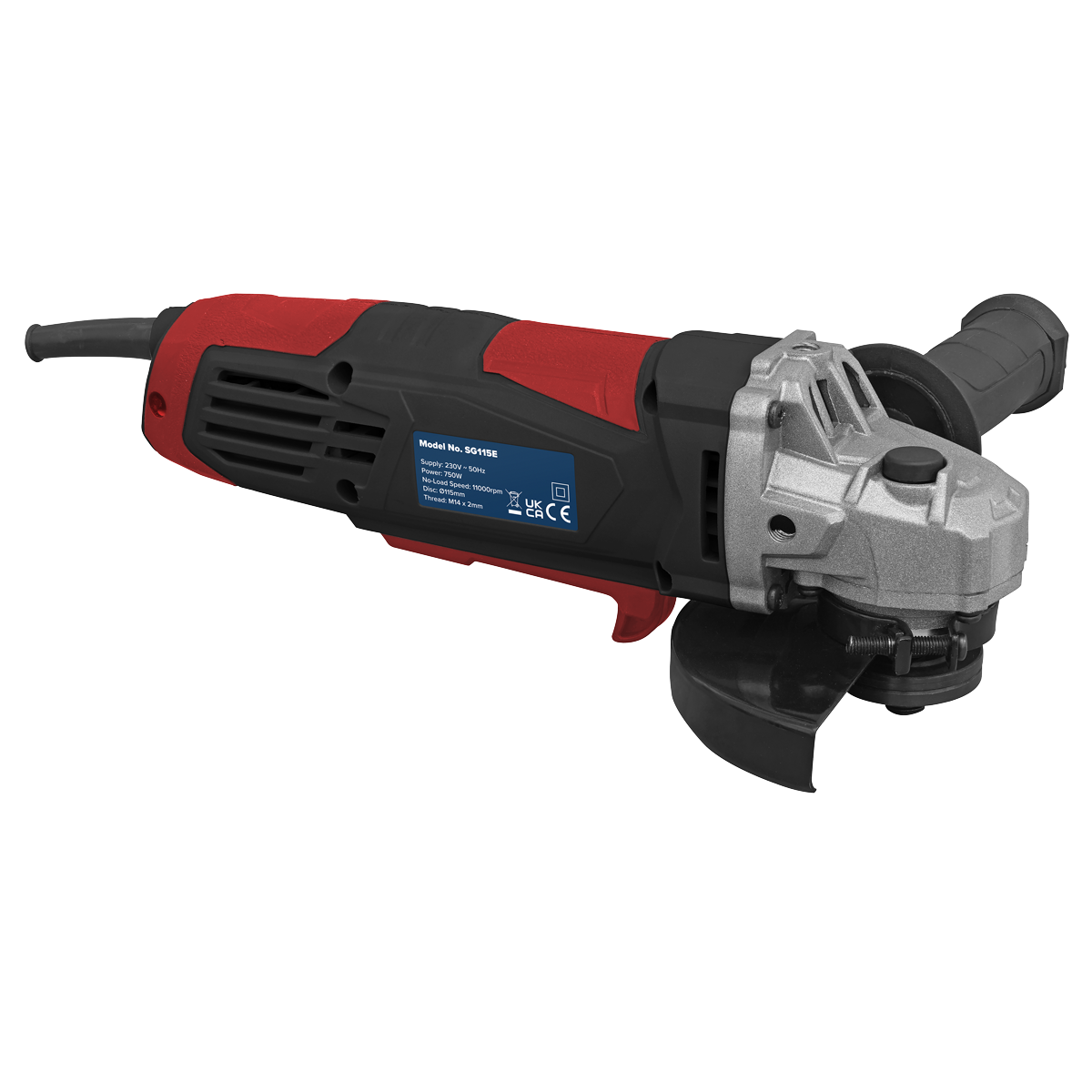 Sealey Angle Grinder Ø115mm 750W/230V Adjustable Wheel Guard LED Light SG115E
