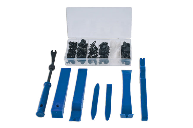 LASER 8731 100-Piece Nylon Trim Removal Tool Set - Assorted Clips & Zipped Case