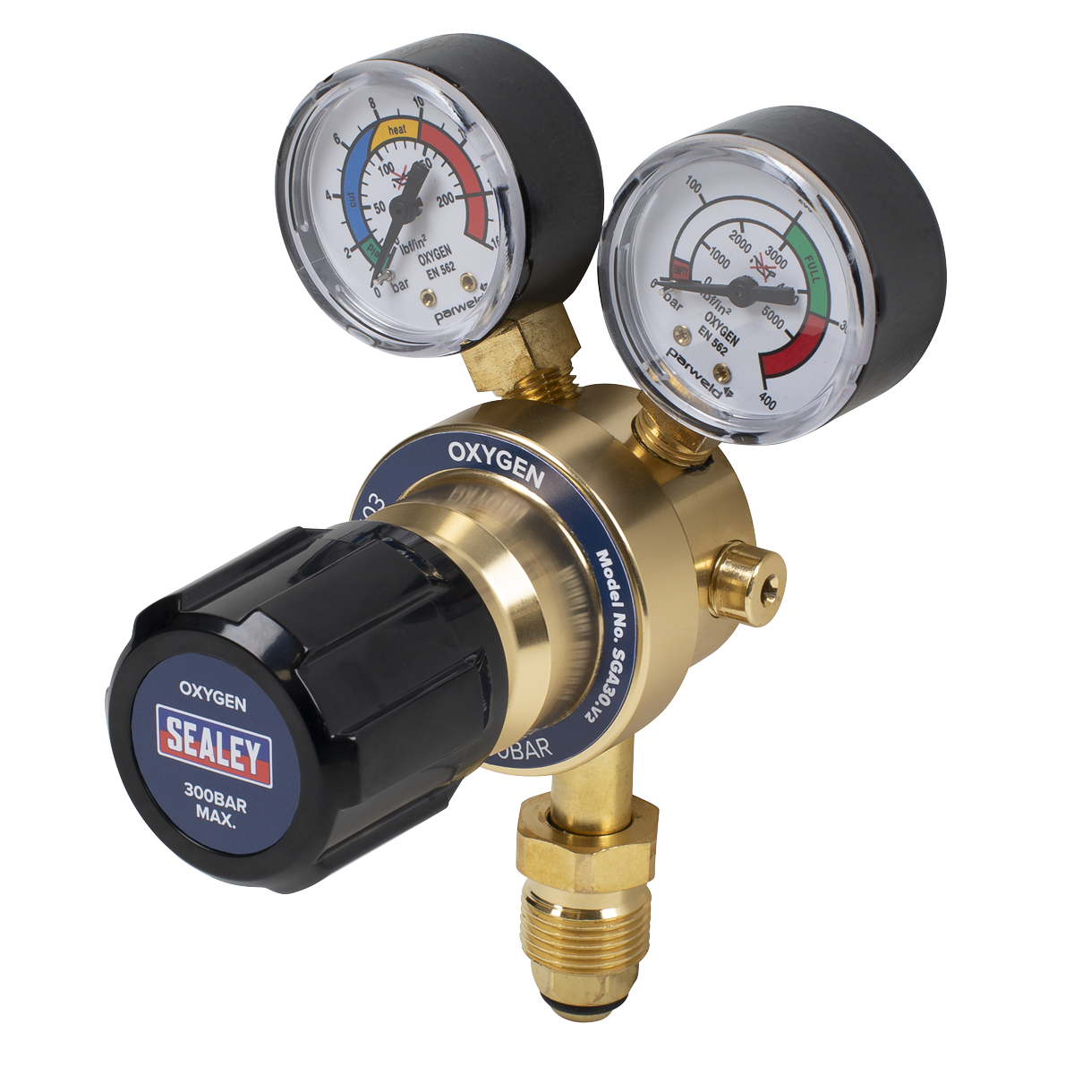 Sealey Oxygen Regulator With Bottle And Working Pressure Displays SGA30