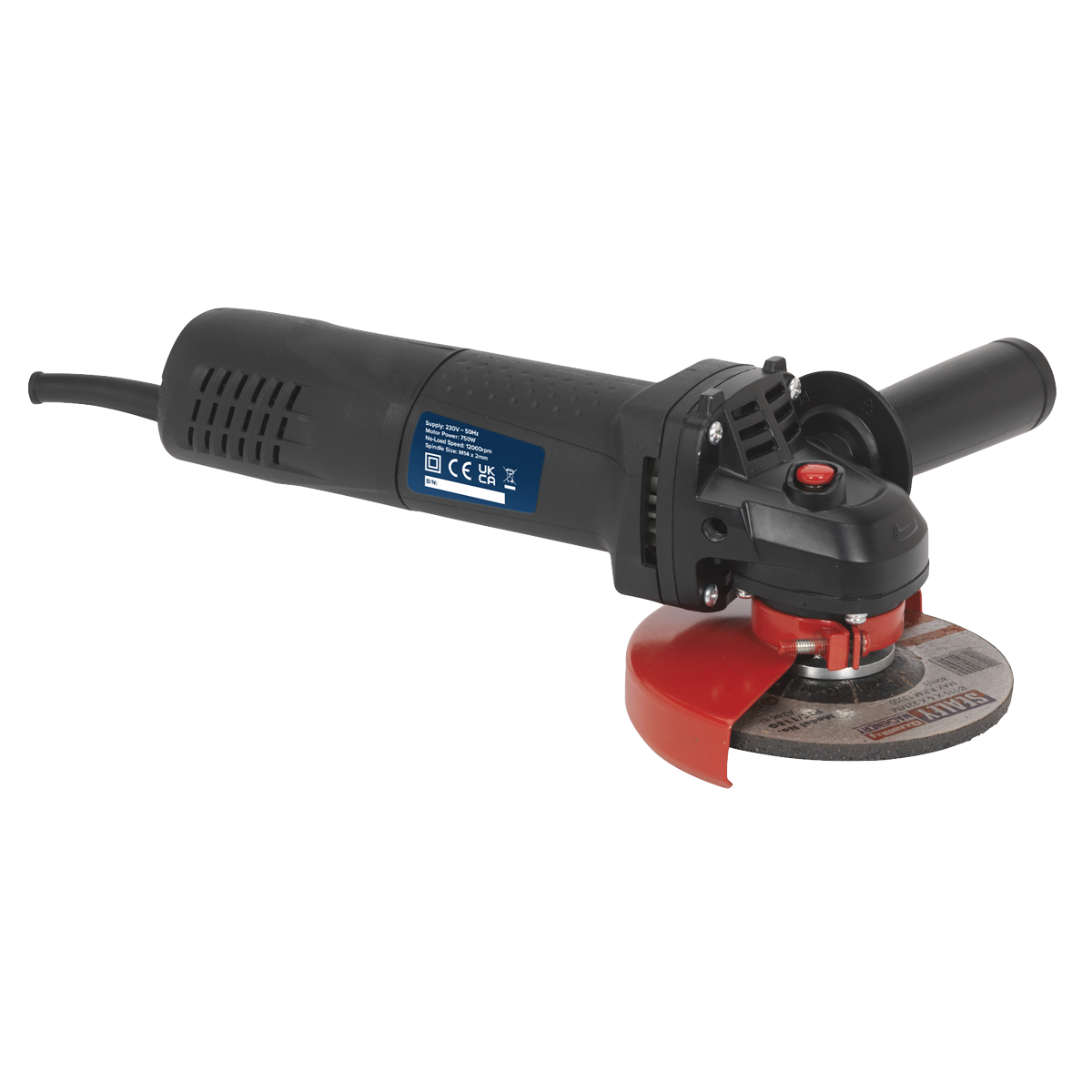 Sealey Ø115mm Angle Grinder With Side Handle 750W 12000RPM - Slim Body SGS115