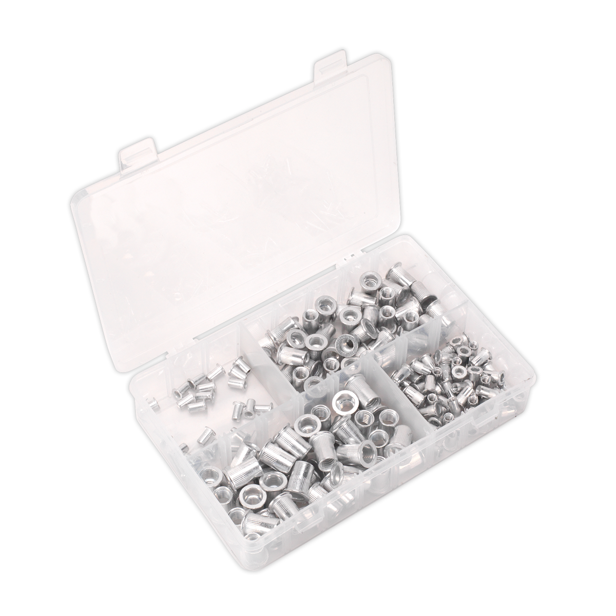 Sealey Threaded Insert Rivet Nut Assortment 200 Pcs M4-M8 Splined Metric AB073TI