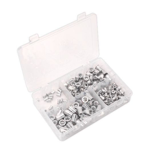 Sealey Threaded Insert Rivet Nut Assortment 200 Pcs M4-M8 Splined Metric AB073TI