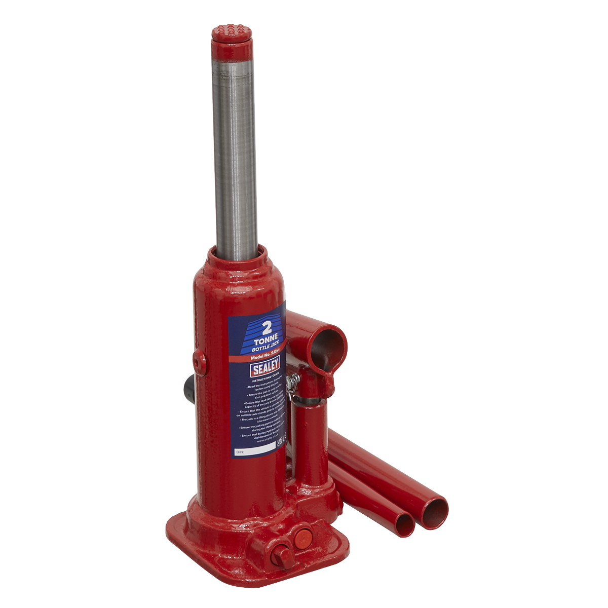Sealey Bottle Jack Lift With Overload Valve & 2-Piece Handle - 2 Tonne SJ2