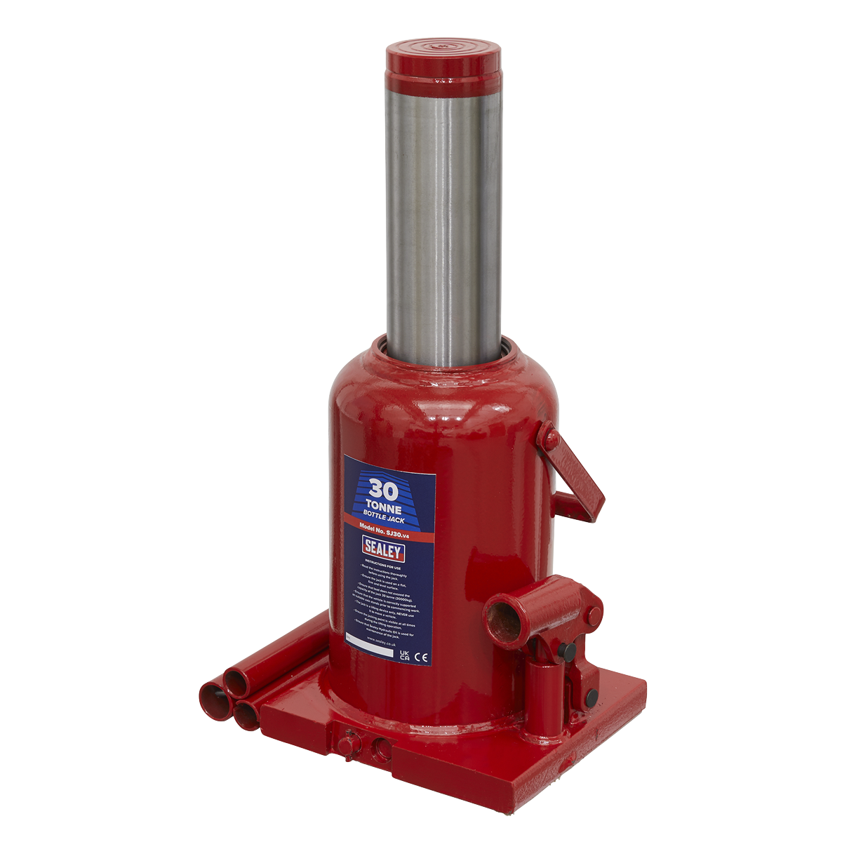 Sealey Bottle Jack Lift With Overload Valve & 3-Piece Handle 30 Tonne SJ30