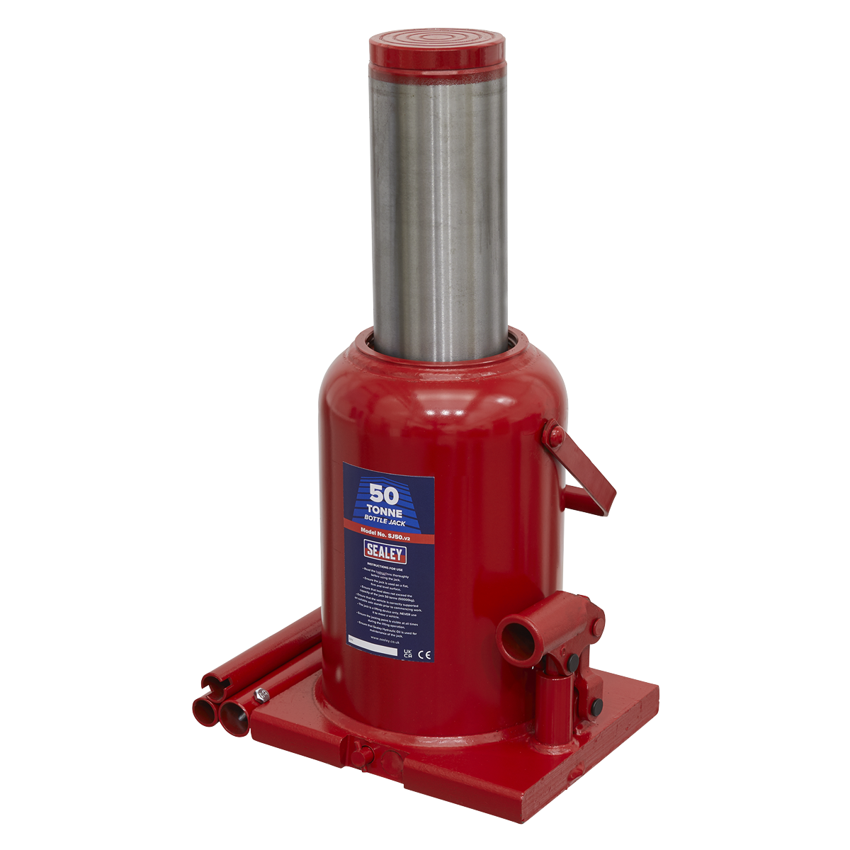 Sealey Bottle Jack Lift With Overload Valve & 2-Piece Handle 50 Tonne SJ50