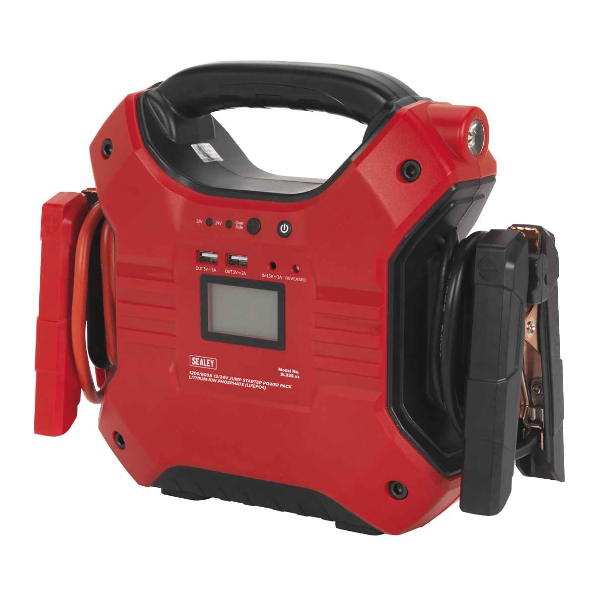 Sealey Jump Starter Power Pack Lithium Iron Phosphate 12V 24V 1200A 600A SL32S
