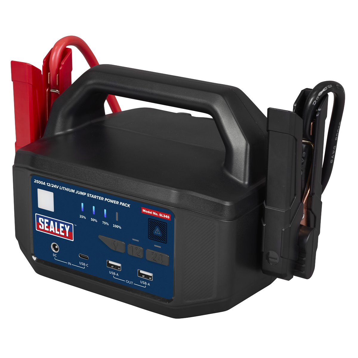 Sealey Jump Starter Power Pack 2500A 12/24V Lithium 3W Working Light SL34S