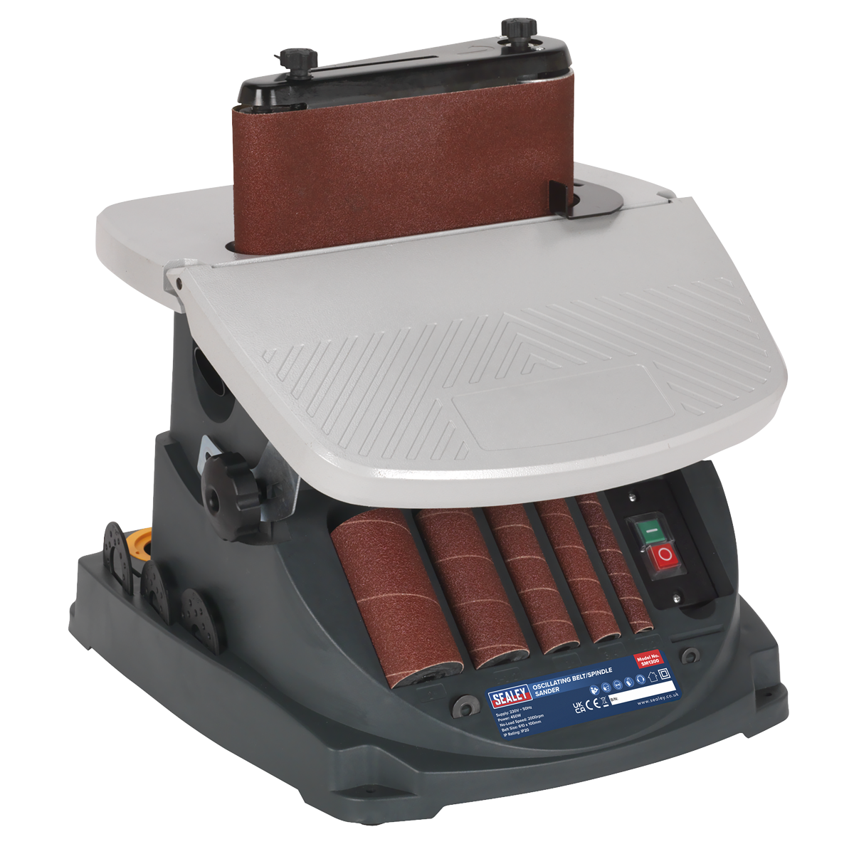Sealey Oscillating Belt & Spindle/Bobbin Sander With Tilting Front Table SM1300