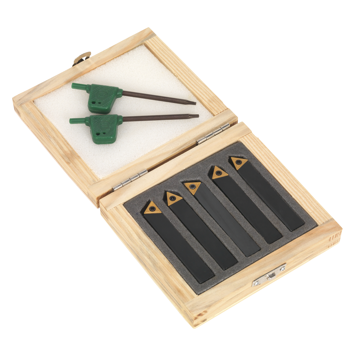 Sealey Indexable 10mm Lathe Turning Tool Set With Precision Tips 5 Pcs SM3025CS1