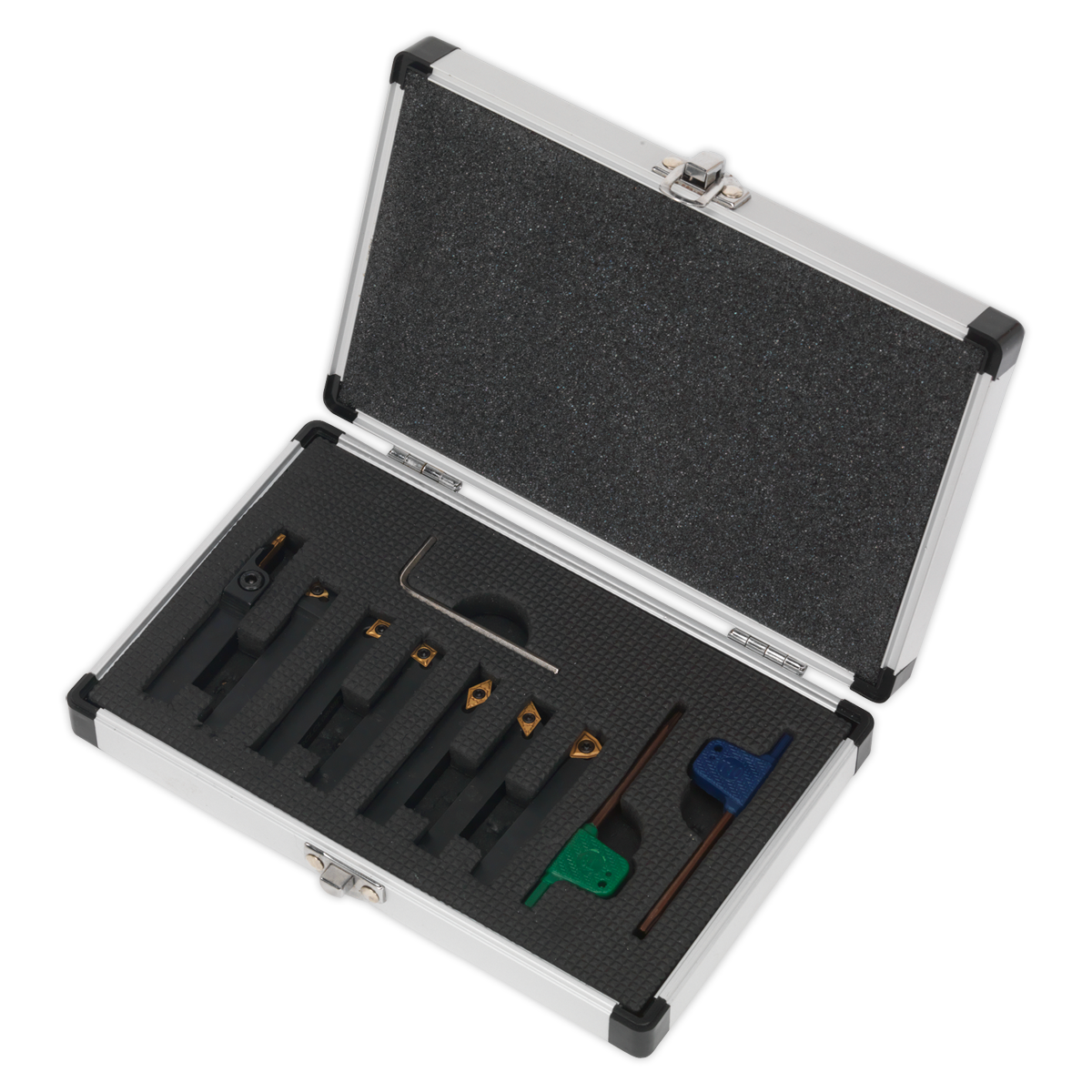 Sealey Indexable 10mm Lathe Turning Tool Set 7 Pieces For Steel Work SM3025CS6