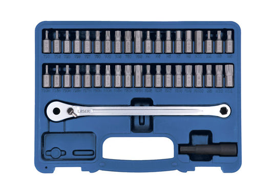 LASER 8770 40Pcs Low Profile Reversible Ratchet & Bit Set Chrome Vanadium Steel