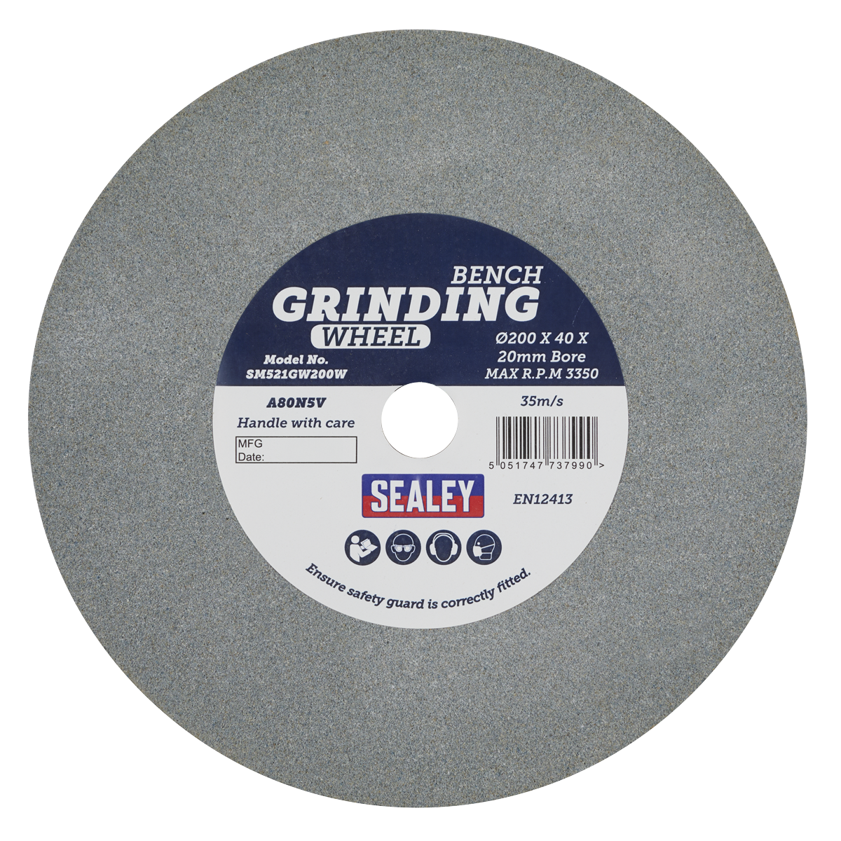 Sealey Ø200mm Wet Stone Wheel Replacement For SM521 130 RPM Grey SM521GW200W