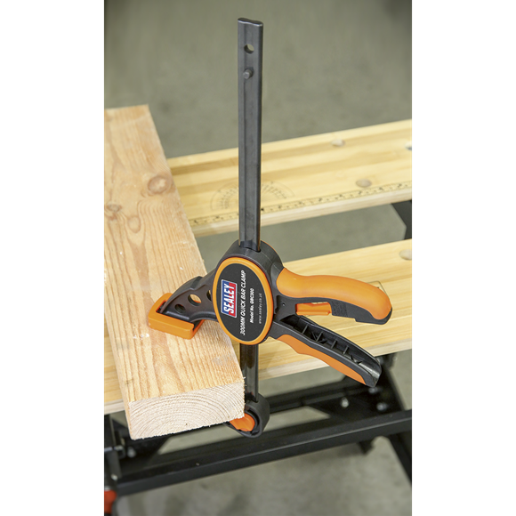 Sealey 2 Pieces 300mm Quick Bar Clamp Spreader Set Heavy Duty TPR Grip QBC3002