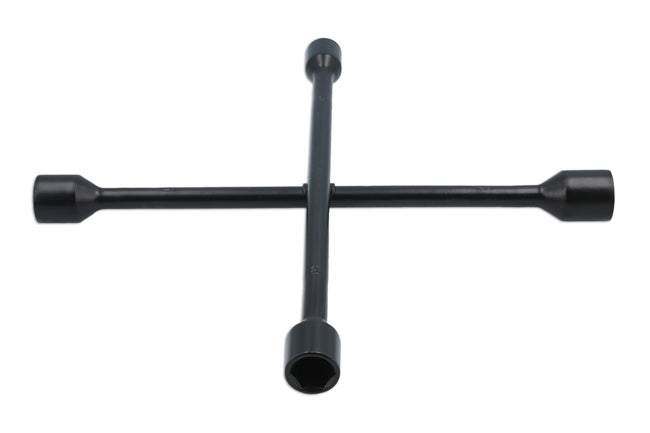 LASER 0233 4 Way Wheel Brace Steel 17-23mm Sockets Black Coated Rust-Resistant