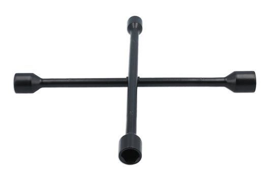 LASER 0233 4 Way Wheel Brace Steel 17-23mm Sockets Black Coated Rust-Resistant