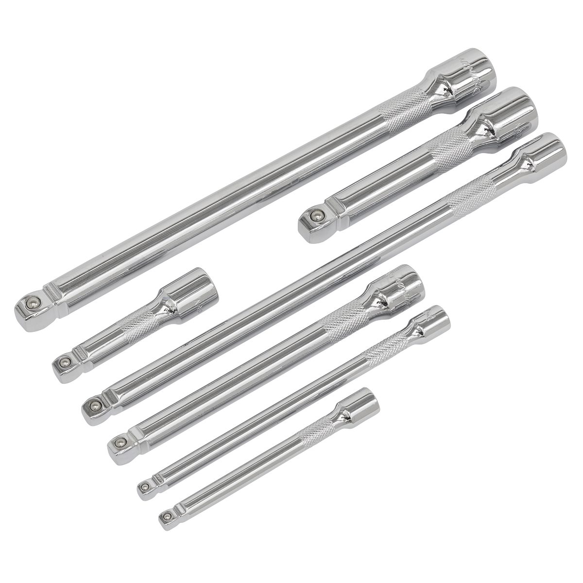 Sealey Wobble/Rigid Extension Bar Set 7 Pieces 1/4" 3/8" 1/2" Square Drive AK770