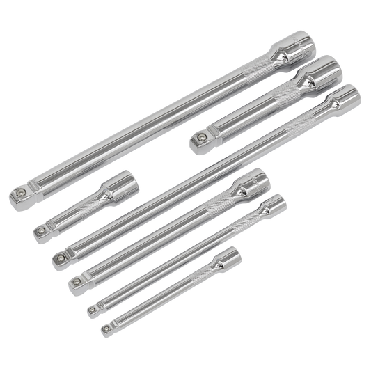 Sealey Wobble/Rigid Extension Bar Set 7 Pieces 1/4" 3/8" 1/2" Square Drive AK770