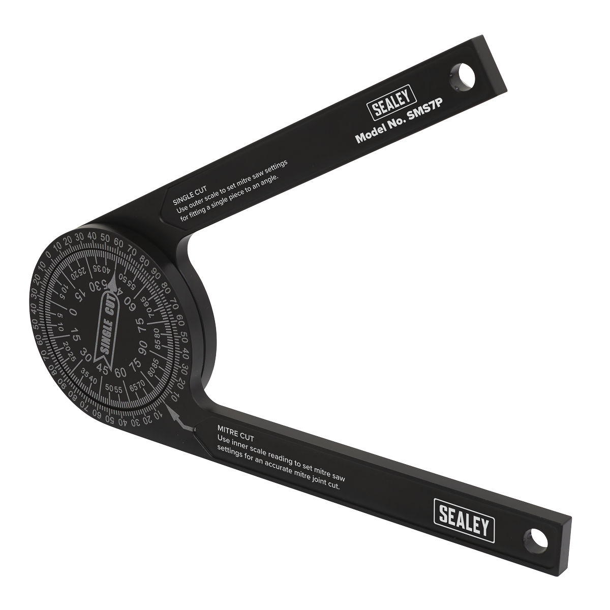 Sealey Aluminium Mitre Saw Protractor With Circular Body 185mm Black SMS7P