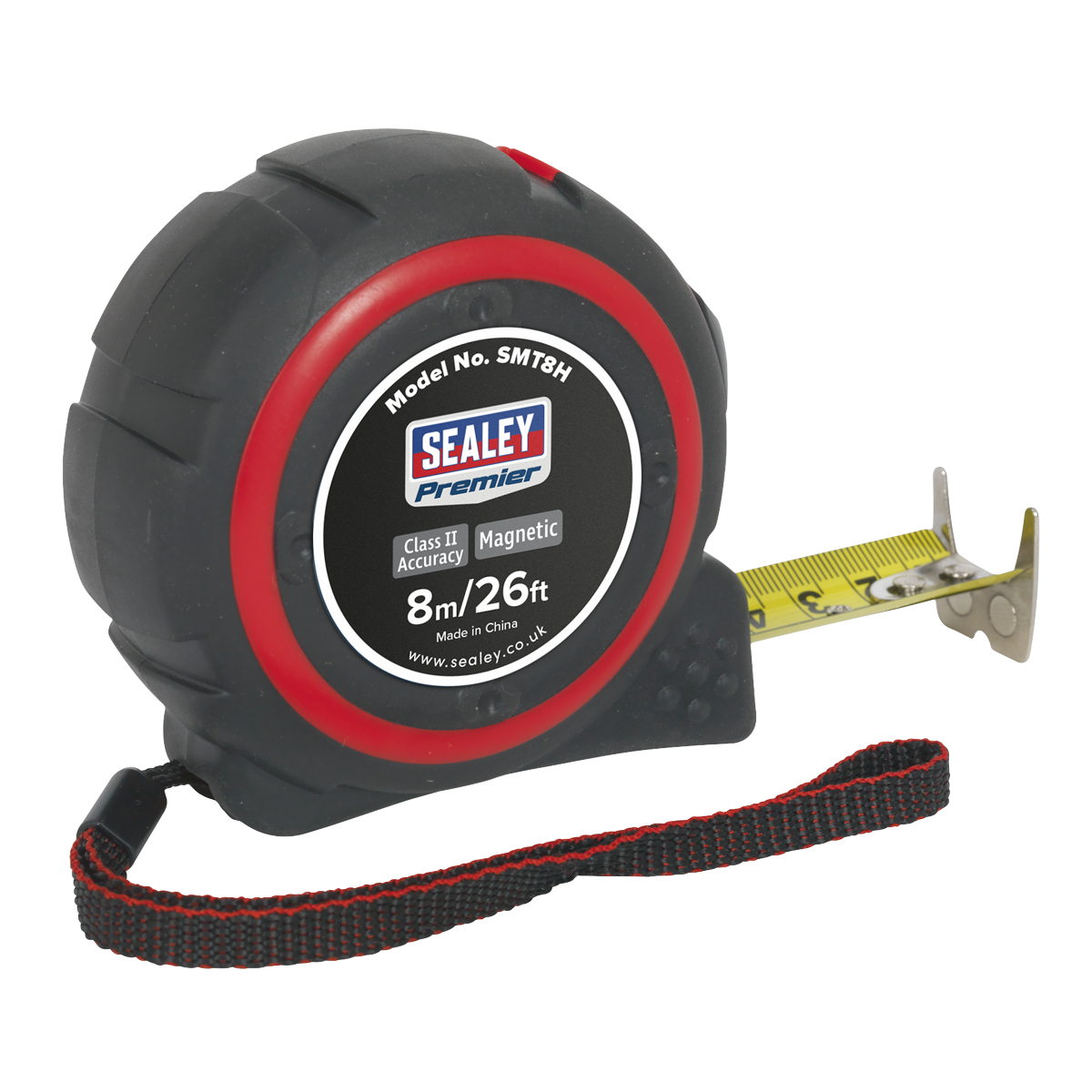 Sealey Heavy Duty Measuring Tape 8 Metres Double Edged End Hook Designed SMT8H