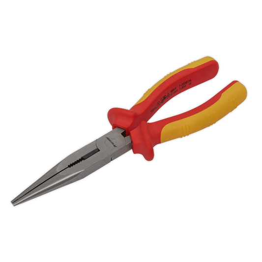 Sealey Long Nose Pliers With Soft Grip Handles 200mm VDE Approved AK83457